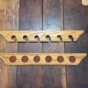 Oak Wooden Fishing Reel Storage Wall Rack. Excellent Condition! Never Installed.
